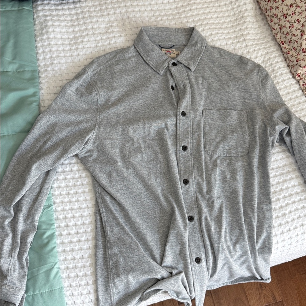 Faherty True Grey Heather movement knit shirt